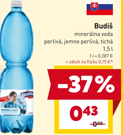 Budiš minerálna voda perlivá, jemne perlivá, tichá