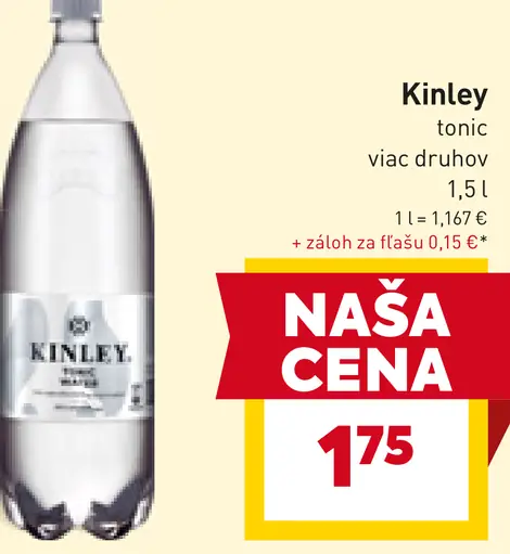 Kinley tonic voda rôzne druhy