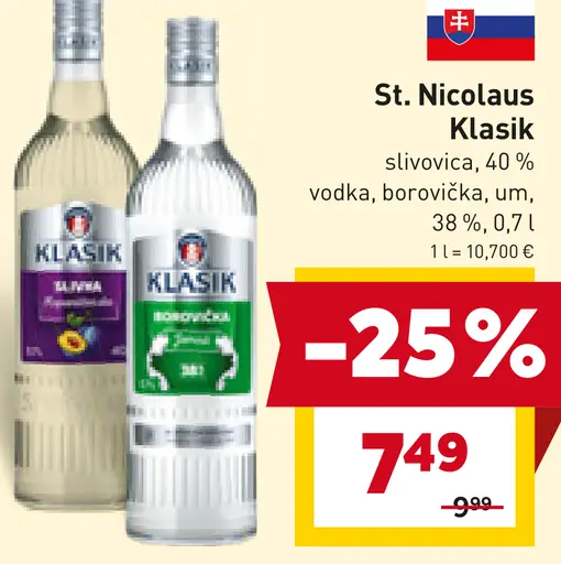St. Nicolaus Klasik vodka alebo borovička