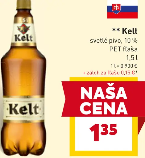 Kelt svetlé pivo 10 % PET fľaša