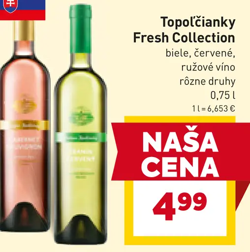 Topoľčianky Fresh Collection biele, červené, ružové víno rôzne druhy
