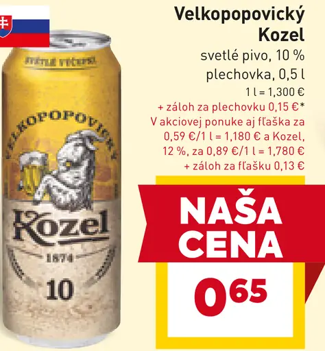 Velkopopovický Kozel svetlé pivo 10% plechovka
