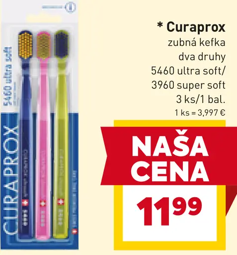 Curaprox zubná kefka 5460 ultra soft alebo 3960 super soft 3 ks