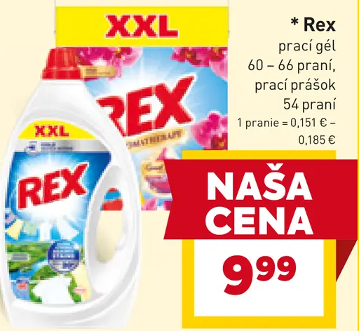 Rex prací gél, prací prášok rôzne druhy