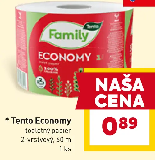 Tento Economy toaletný papier 2 vrstvový 1 kotúč
