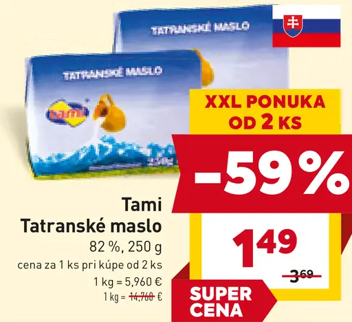 Tami Tatranské maslo 82 %