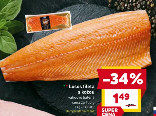 Losos fileta s kožou vákuovo balená