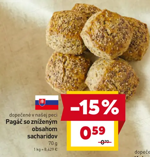 Pagáč so zníženým obsahom sacharidov