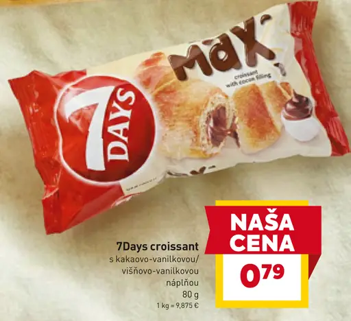 7Days croissant s kakaovo-vanilkovou/višňovo-vanilkovou náplňou