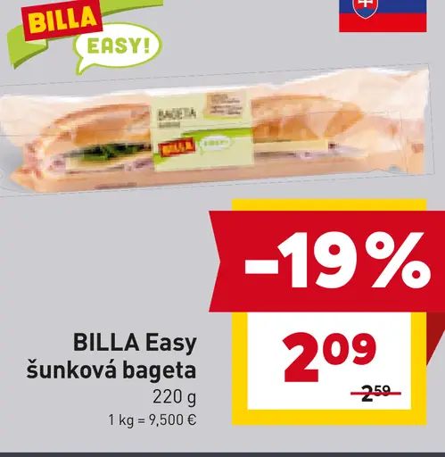 BILLA Easy šunková bageta