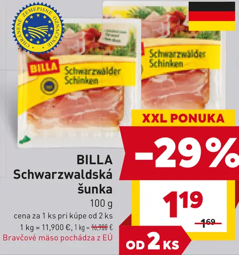 BILLA Schwarzwaldská šunka