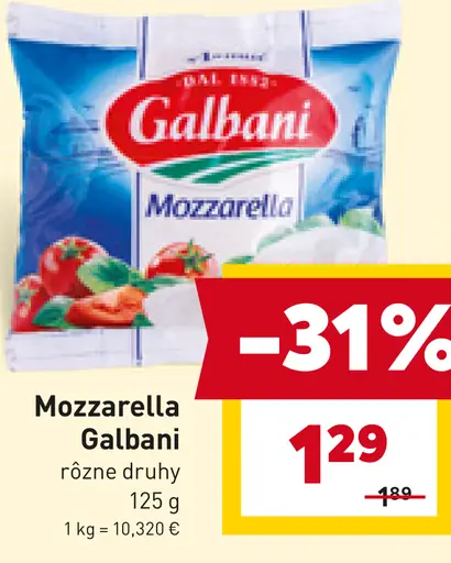 Mozzarella Galbani rôzne druhy