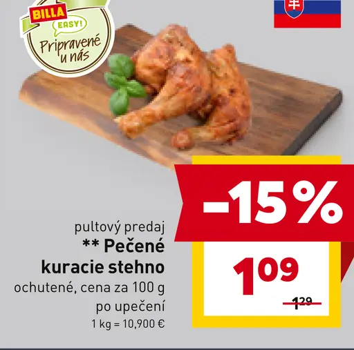 Pečené kuracie stehno ochutené, cena za pečené stehno