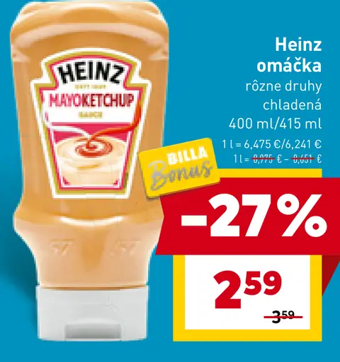 Heinz omáčka rôzne druhy chladená