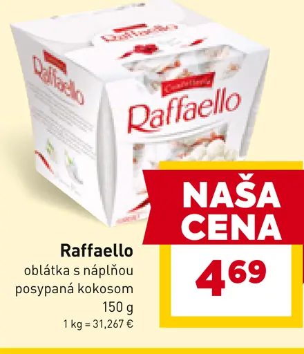 Raffaello oblátka s náplňou posypaná kokosom