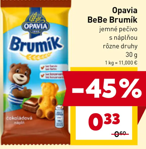 Opavia BeBe Brumík jemné pečivo s náplňou