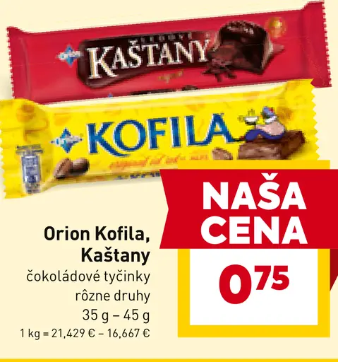 Orion Kofila, Kaštany čokoládové tyčinky