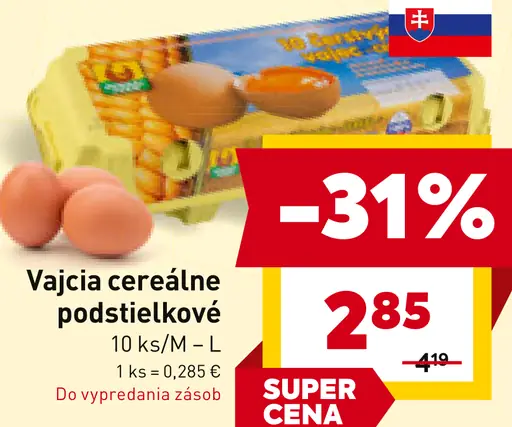 Vajcia cereálne podstielkové veľkosť M–L