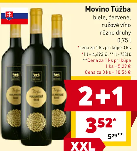 Movino Túžba víno biele, červené alebo ružové rôzne druhy