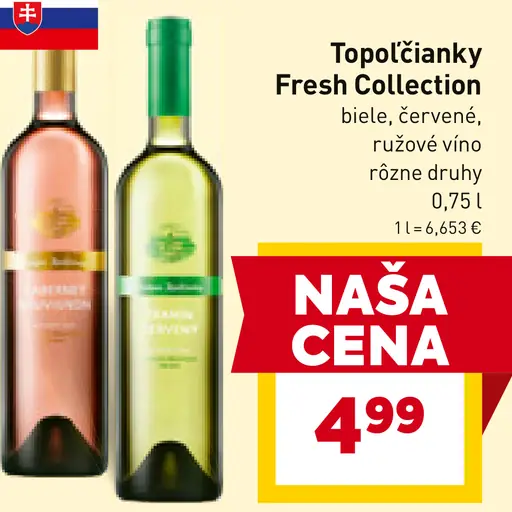 Topoľčianky Fresh Collection biele, červené, ružové víno rôzne druhy