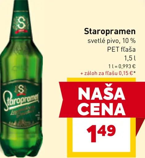 Staropramen svetlé pivo 10% PET fľaša