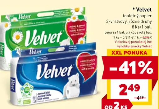 Velvet toaletný papier 3-vrstvový