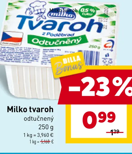 Milko tvaroh polotučný