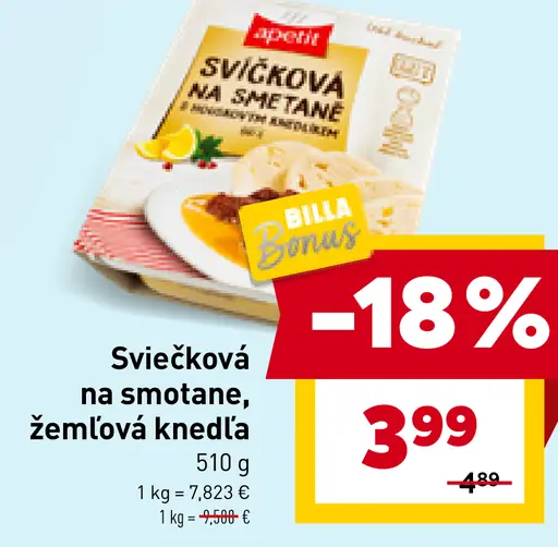 Sviečková na smotane, žemľová knedľa