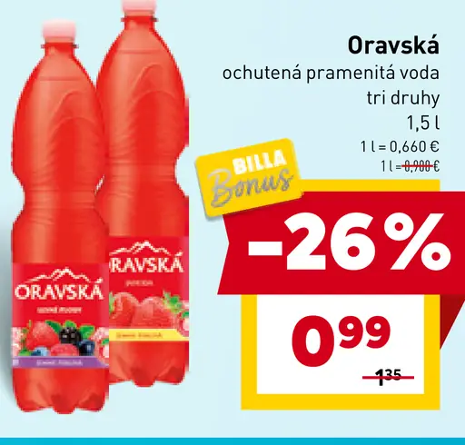 Oravská ochutená pramenitá voda tri druhy