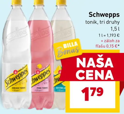 Schweppes tonik rôzne druhy