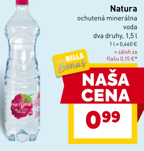 Natura ochutená minerálna voda dva druhy
