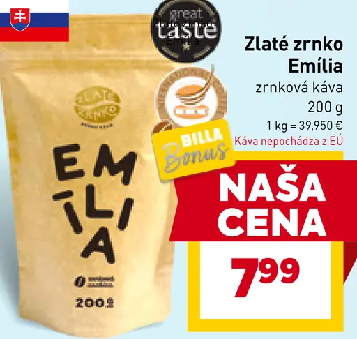 Emília zrnková káva