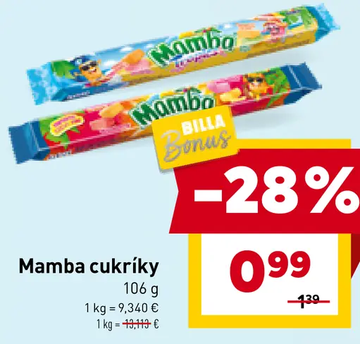 Mamba cukríky rôzne druhy