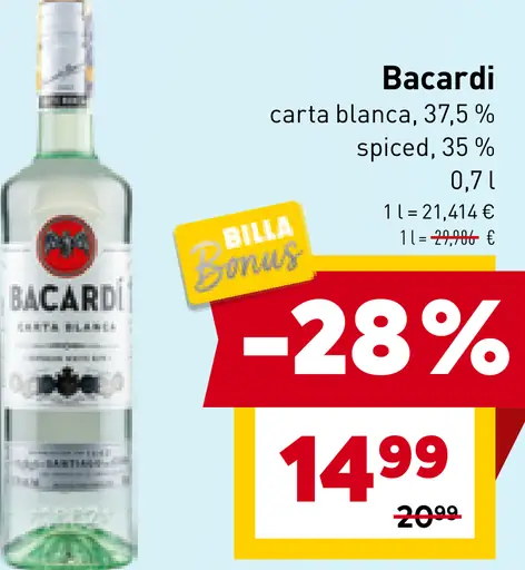 Bacardi carta blanca alebo spiced rum
