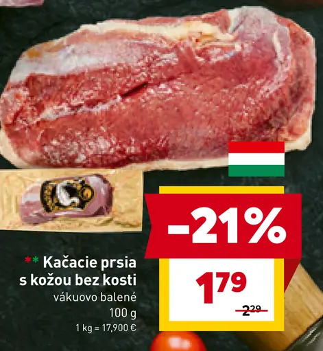 Kačacie prsia s kožou bez kosti vákuovo balené