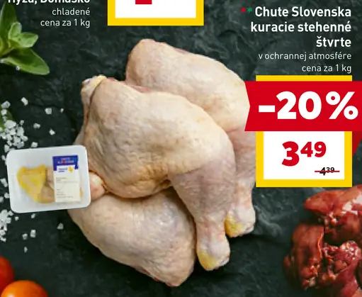 Chute Slovenska kuracie stehenné štvrte v ochrannej atmosfére