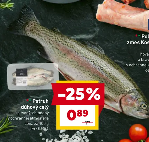 Pstruh dúhový pitvaný chladený, balený