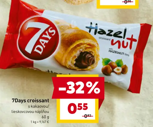 7Days croissant s kakaovou lieskovcovou náplňou