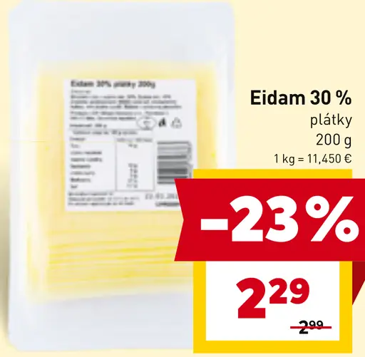 Eidam 30 % plátky