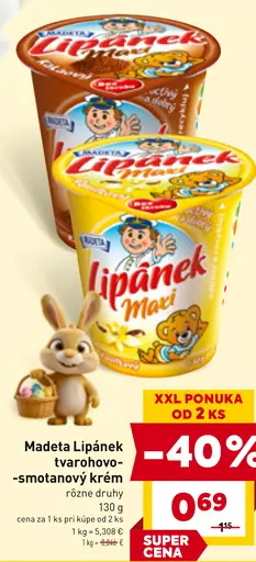 Madeta Lipánek Maxi tvarohovo-smotanový krém rôzne druhy