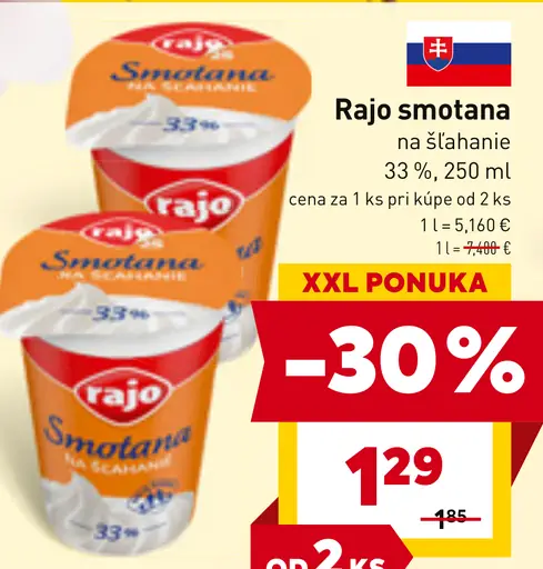 Rajo Smotana na šľahanie 33%