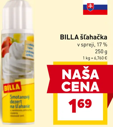 Billa šľahačka v spreji 17 %
