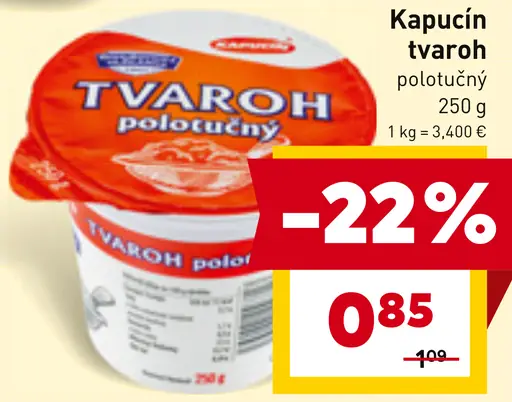 Kapucín polotučný tvaroh