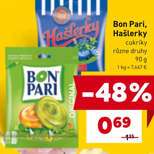 Bon Pari, Hašlerky cukríky rôzne druhy