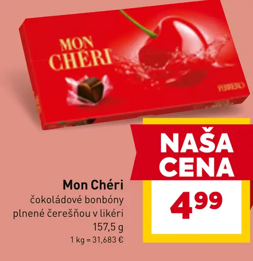 Mon Chéri Čokoládové bonbóny plnené celou čerešňou v likéri
