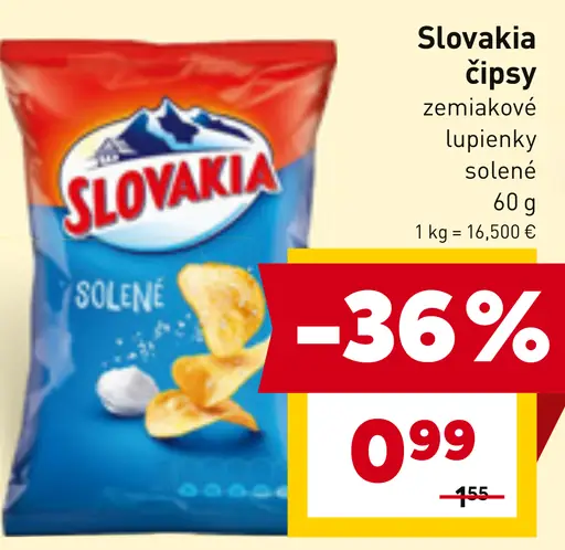 Slovakia chipsy zemiakové lupienky solené