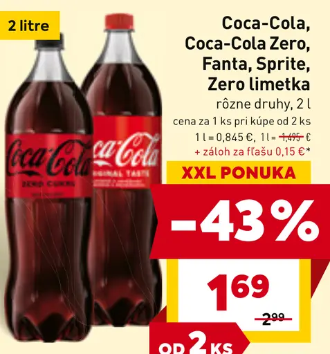 Coca-Cola, Coca-Cola Zero, Fanta, Sprite, Zero limetka nápoje