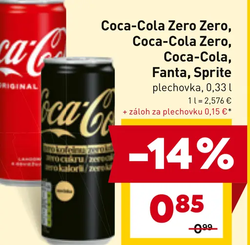 Coca-Cola, Coca-Cola Zero, Fanta, Sprite, Zero Lime