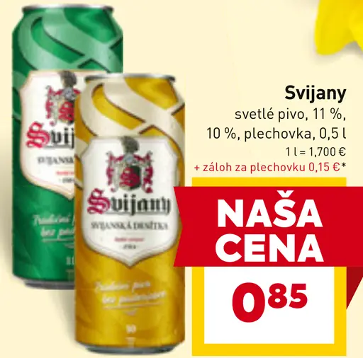 Svijany svetlé pivo 11 % plechovka