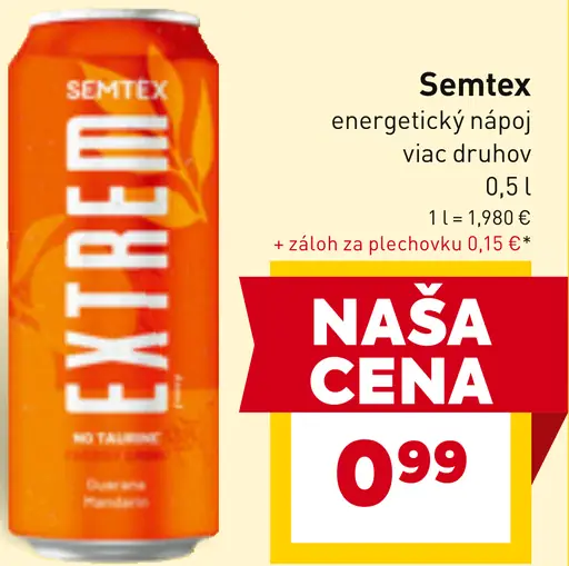 Semtex energetický nápoj rôzne druhy